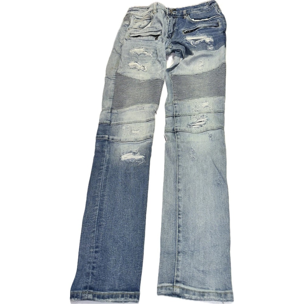 Embellish 32/32 Distressed Half‎ Light Wash Men's Designer Jeans